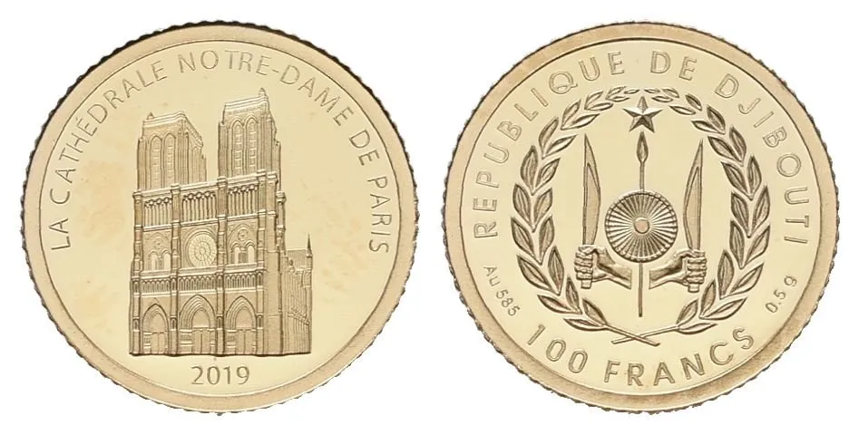 Djibouti, 100 Francs 2019 - Katedrála Notre Dame