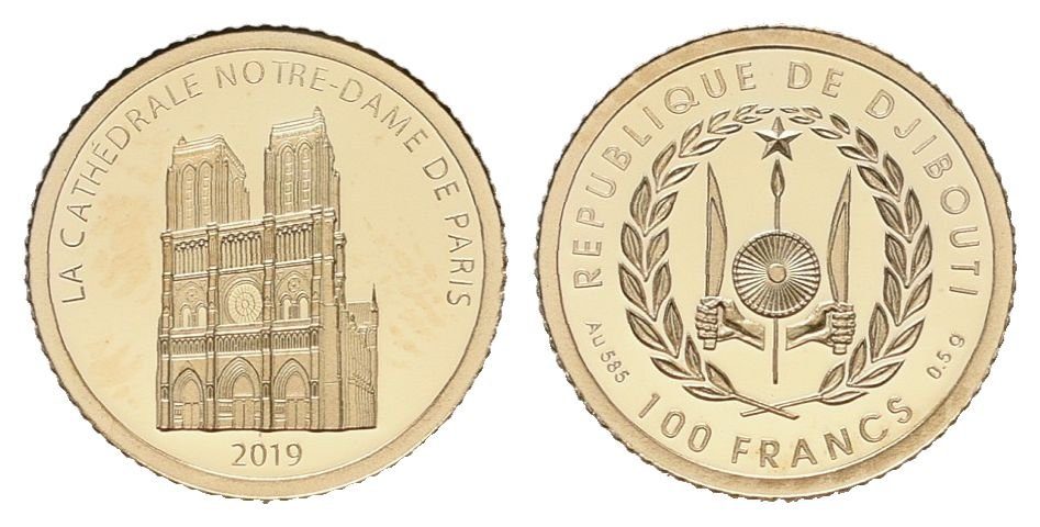 Djibouti, 100 Francs 2019 - Katedrála Notre Dame
