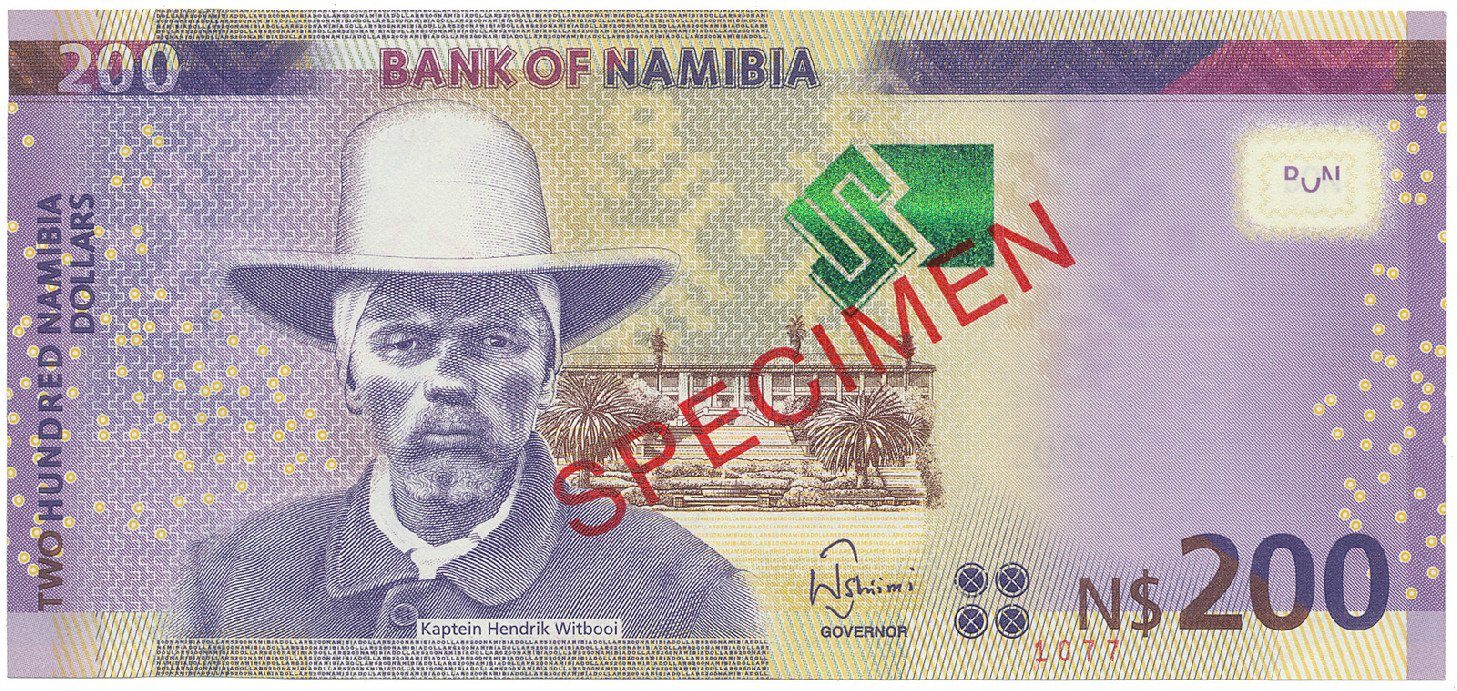 Namíbie, 200 Namibia Dollars 2012, bankovní vzor, N 00000000, přetisk SPECIMEN, P.15s