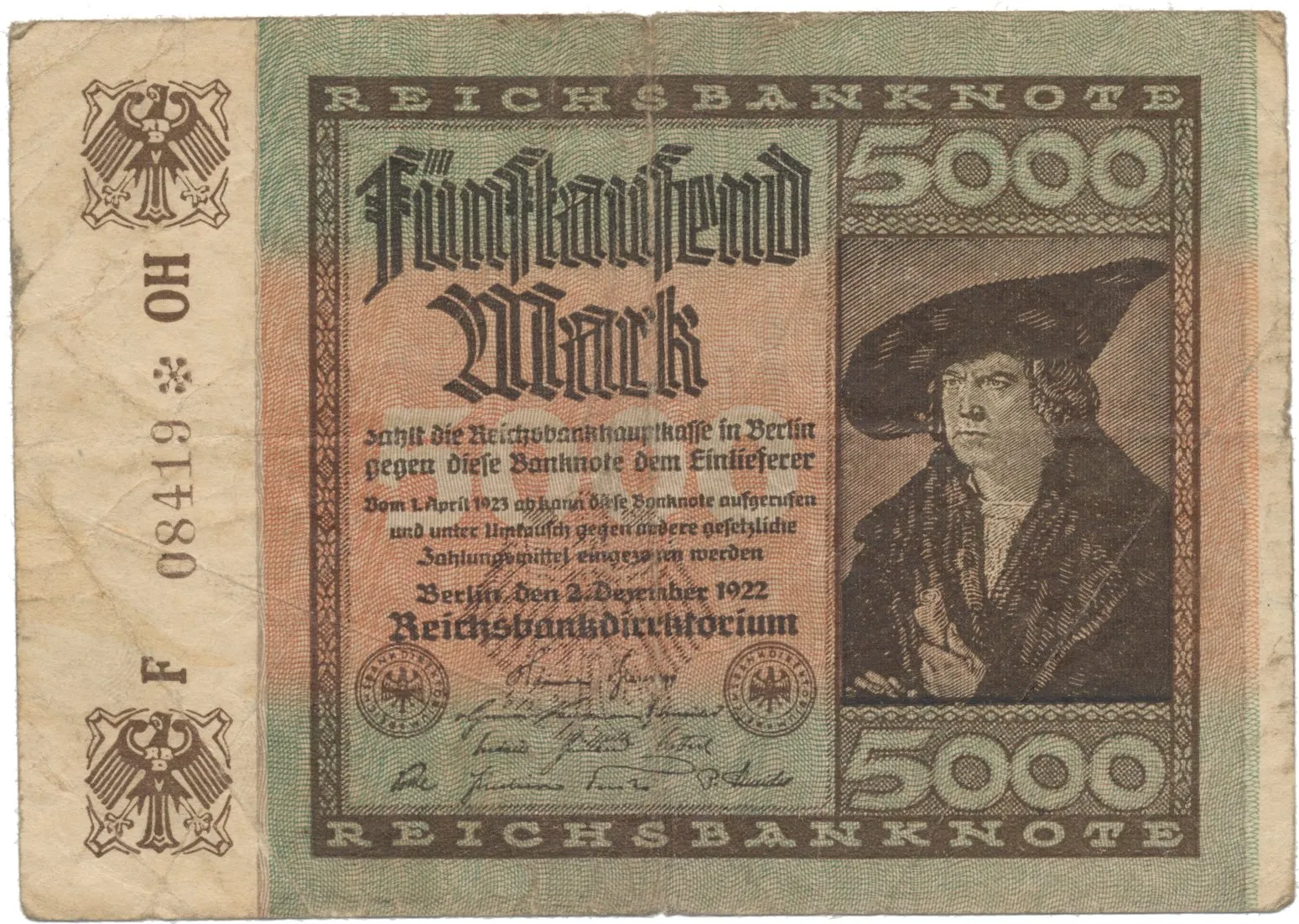 Německo, 5000 Mark 1922, Ro.80b