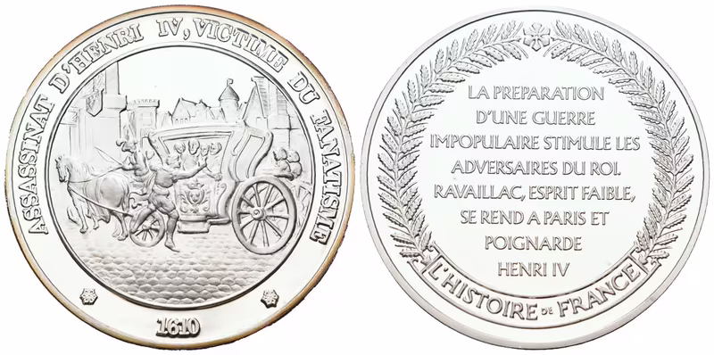 Francie - AR Medaile b.l. - Assassinat d'Henri IV