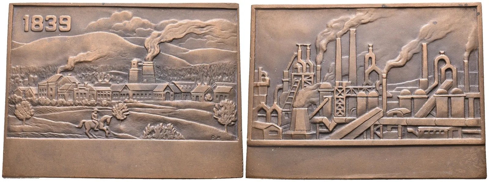 AE Plaketa b.l. - Vítkovické železárny. Pat. bronz 78 x 59 mm — 1
