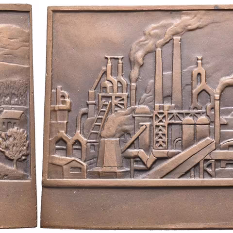 AE Plaketa b.l. - Vítkovické železárny. Pat. bronz 78 x 59 mm