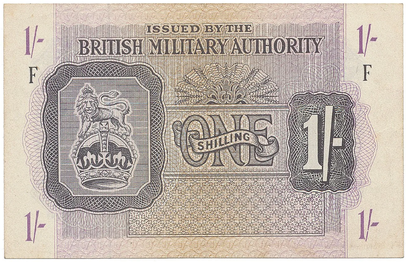 Velká Británie, 1 Shilling (1943), BMA - vojenské vydání, P.M2
