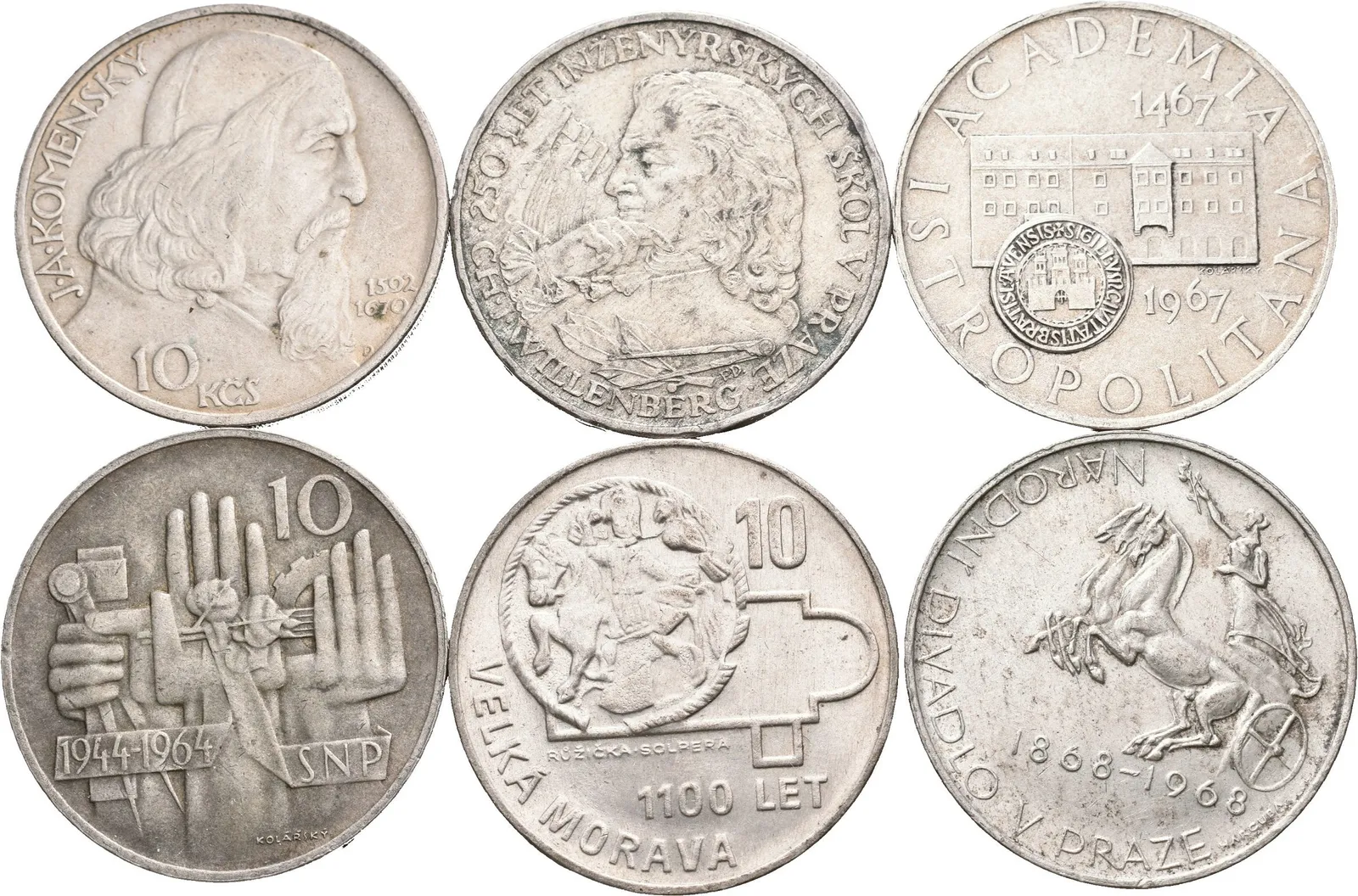 Soubor mincí 10 Kčs - 1957 - CH. J. Willenberg a Komenský, — 1