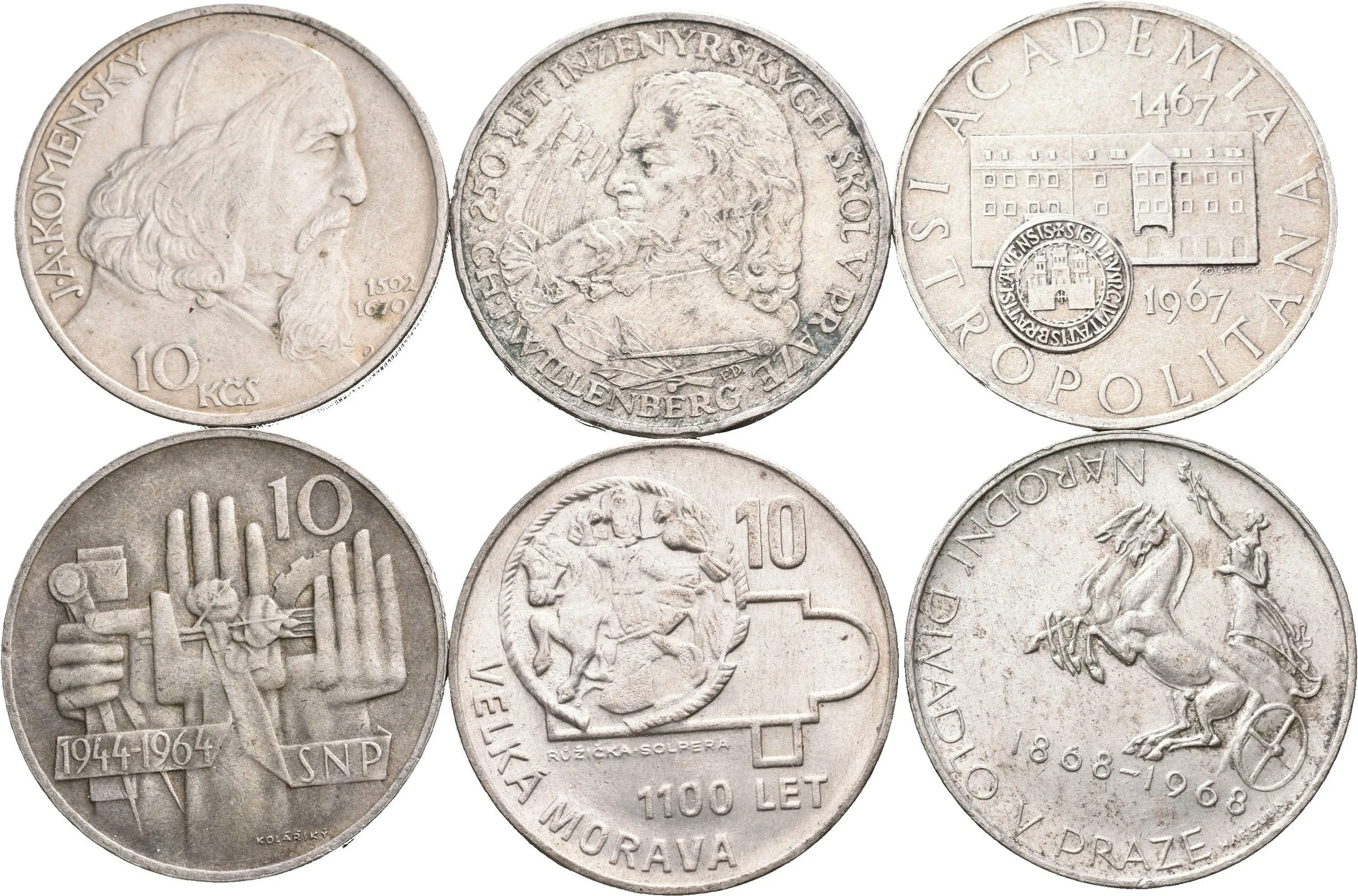 Soubor mincí 10 Kčs - 1957 - CH. J. Willenberg a Komenský, — 1