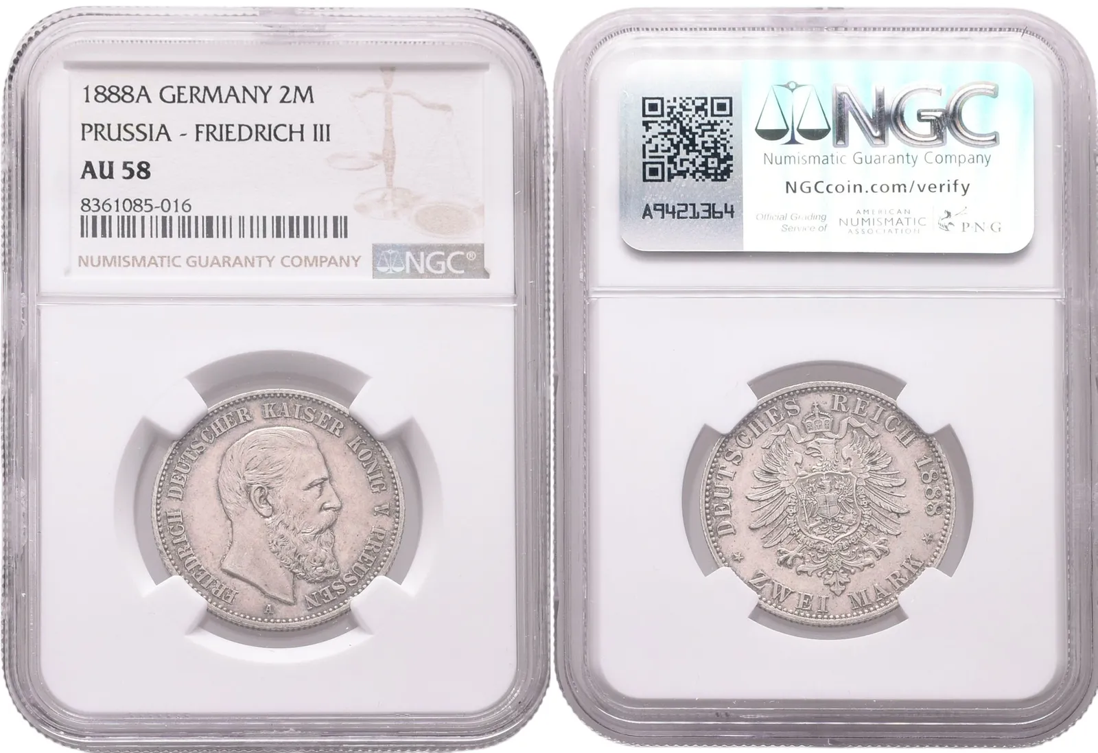 Prusko, 2 Marka 1888 A - NGC