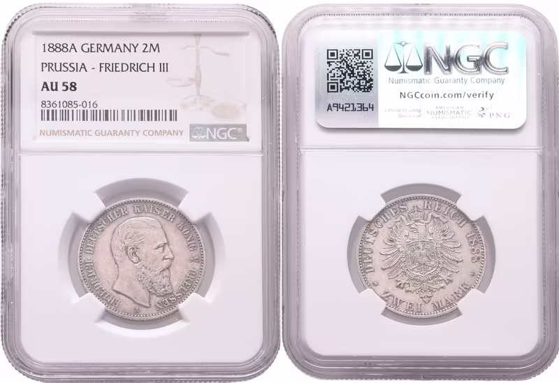 Prusko, 2 Marka 1888 A - NGC