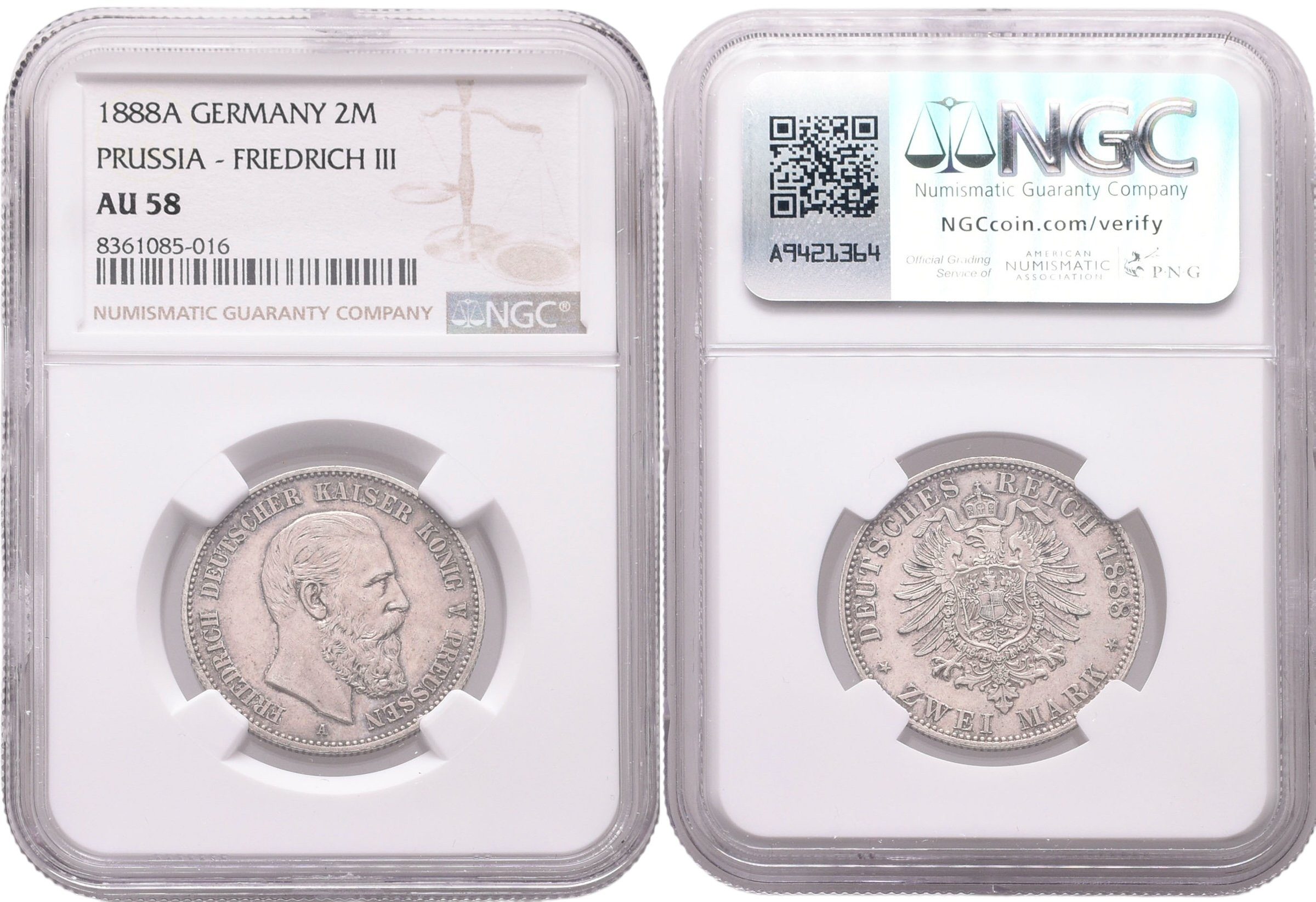 Prusko, 2 Marka 1888 A - NGC