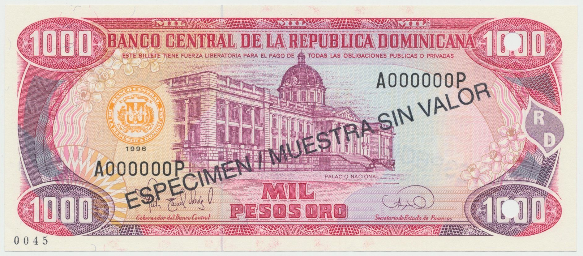 Dominikánská republika, 1000 Pesos Oro 1996, P.158s1
