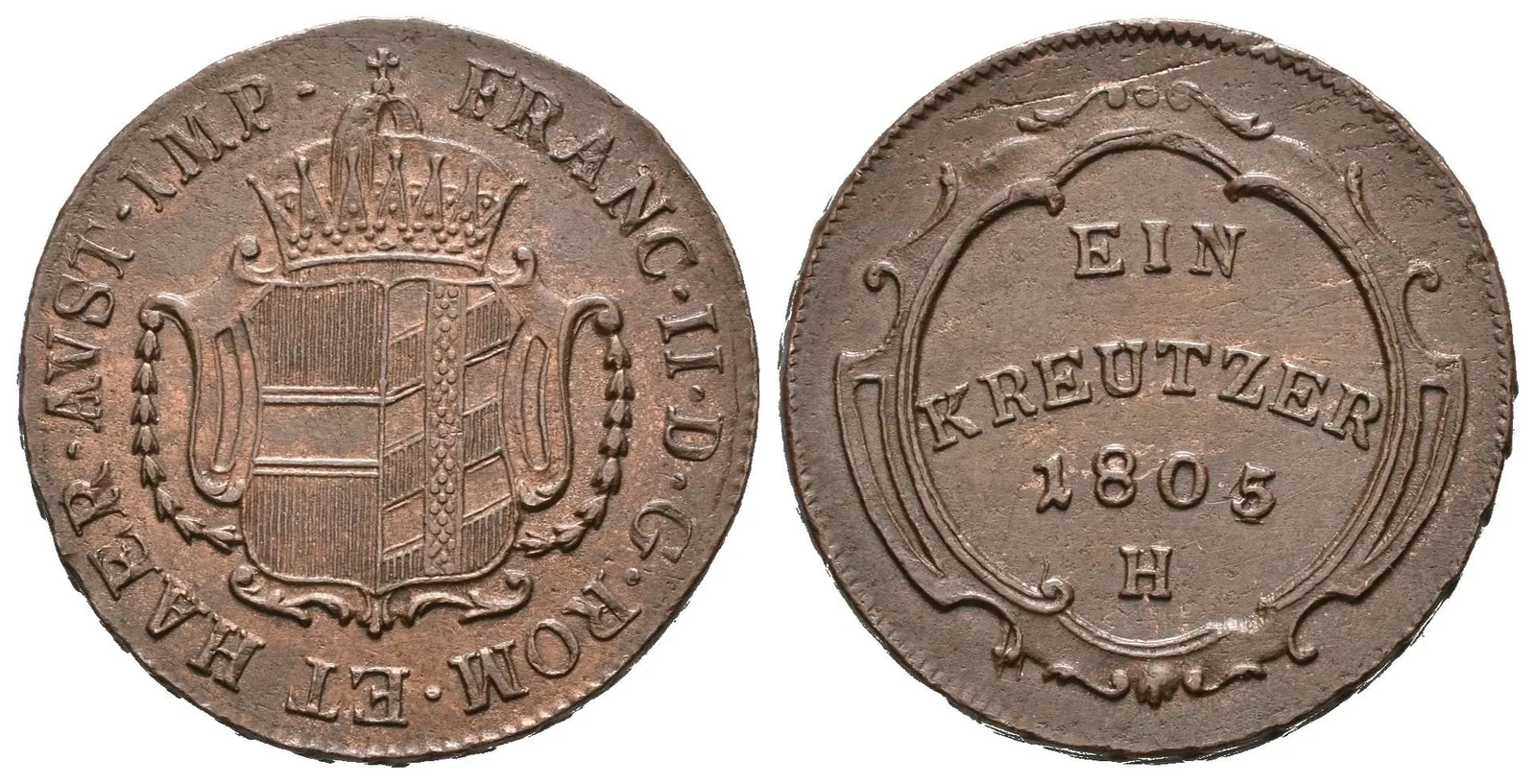 Krejcar 1805 H, Günzburg, zbytky ražebního lesku — 1