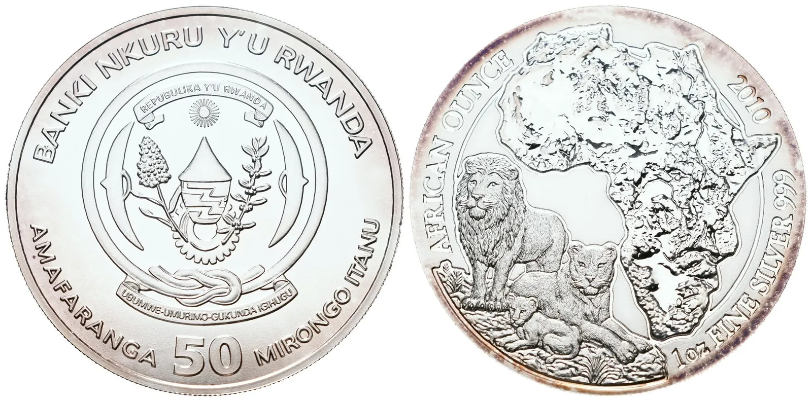 Rwanda, 50 Francs 2010 - 1 Oz (Lev)