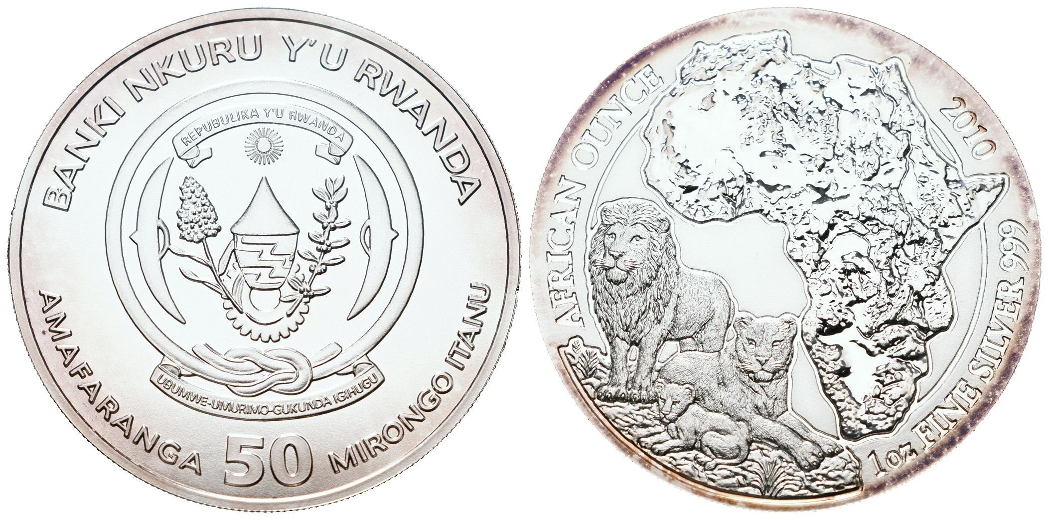 Rwanda, 50 Francs 2010 - 1 Oz (Lev)