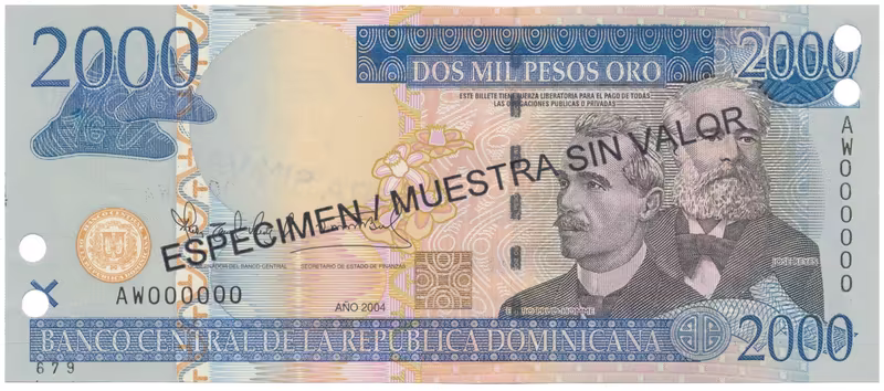 Dominikánská republika, 2000 Pesos Oro 2004, P.174s3