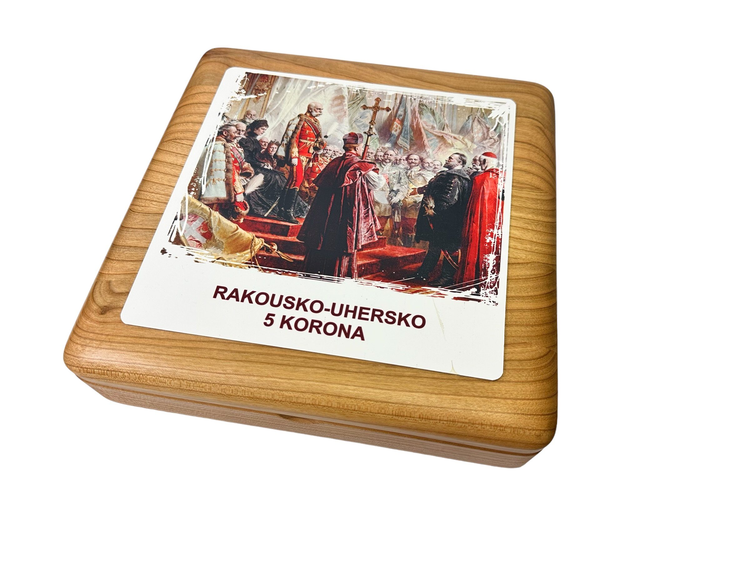Etue - box na mince Rakousko - Uhersko 5 korona, dřevo - sleva 1000 kč