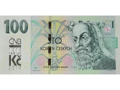 100 Koruna 2018/2019, série M 22, s přetiskem ČNB - 100 let Kč, Hej.CZ33a