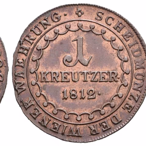 Krejcar 1812 A, zbytky lesku, patina, rysky