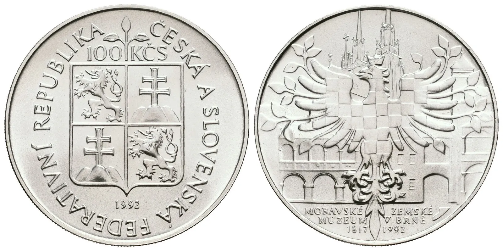 100 Kčs 1992 - Moravské zemské muzeum, ražební lesk — 1