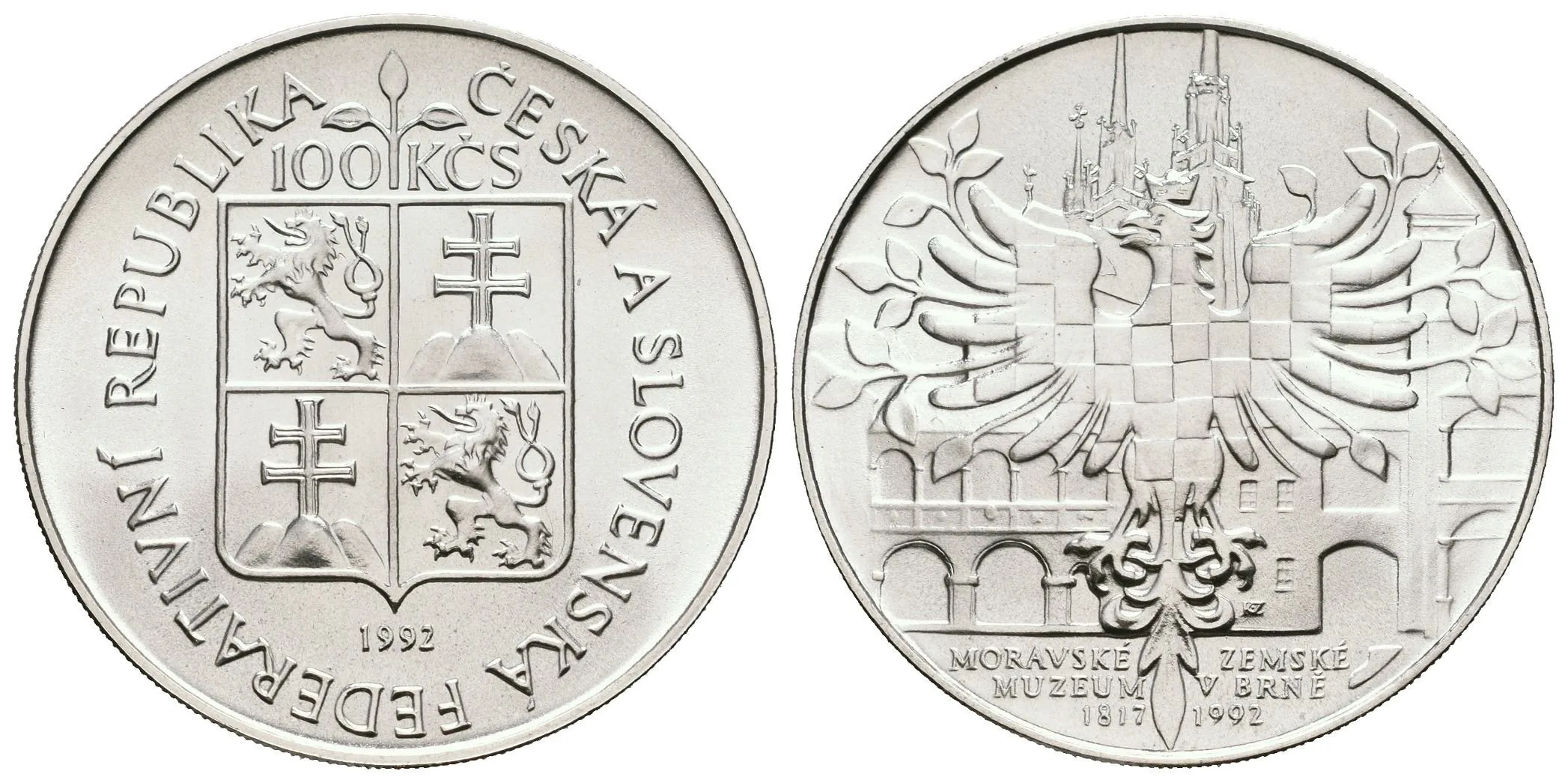 100 Kčs 1992 - Moravské zemské muzeum, ražební lesk — 1