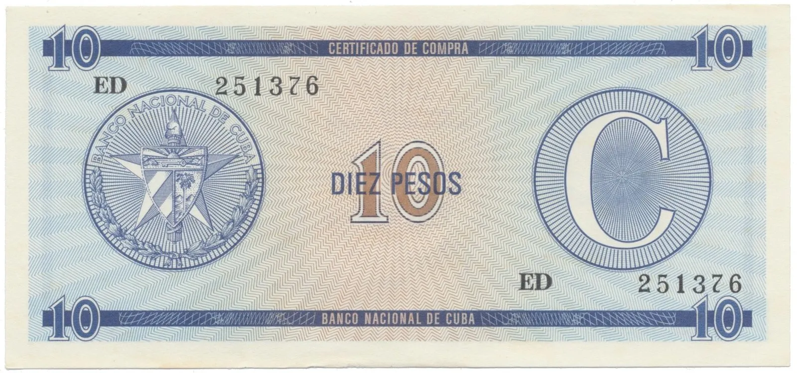 Kuba, 10 Pesos b.d., série C - 2. vydání, P.FX22