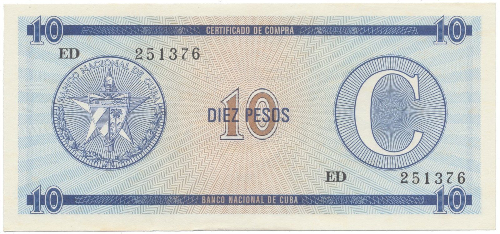 Kuba, 10 Pesos b.d., série C - 2. vydání, P.FX22