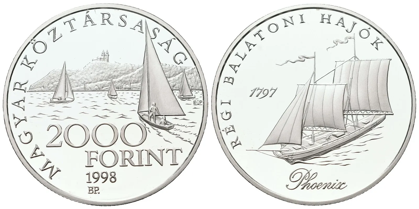 Maďarsko - 2000 forintů 1998, Staré balatonské lodě