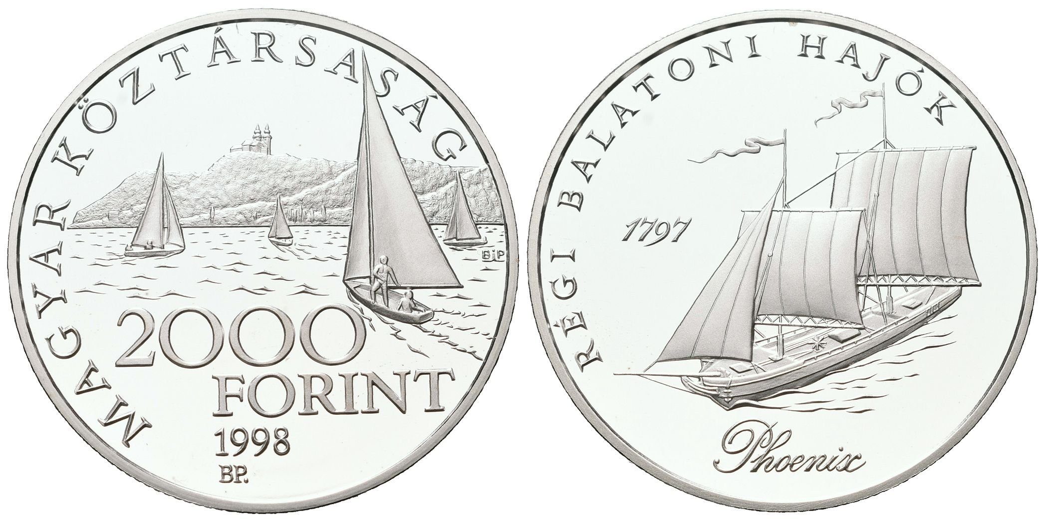 Maďarsko - 2000 forintů 1998, Staré balatonské lodě