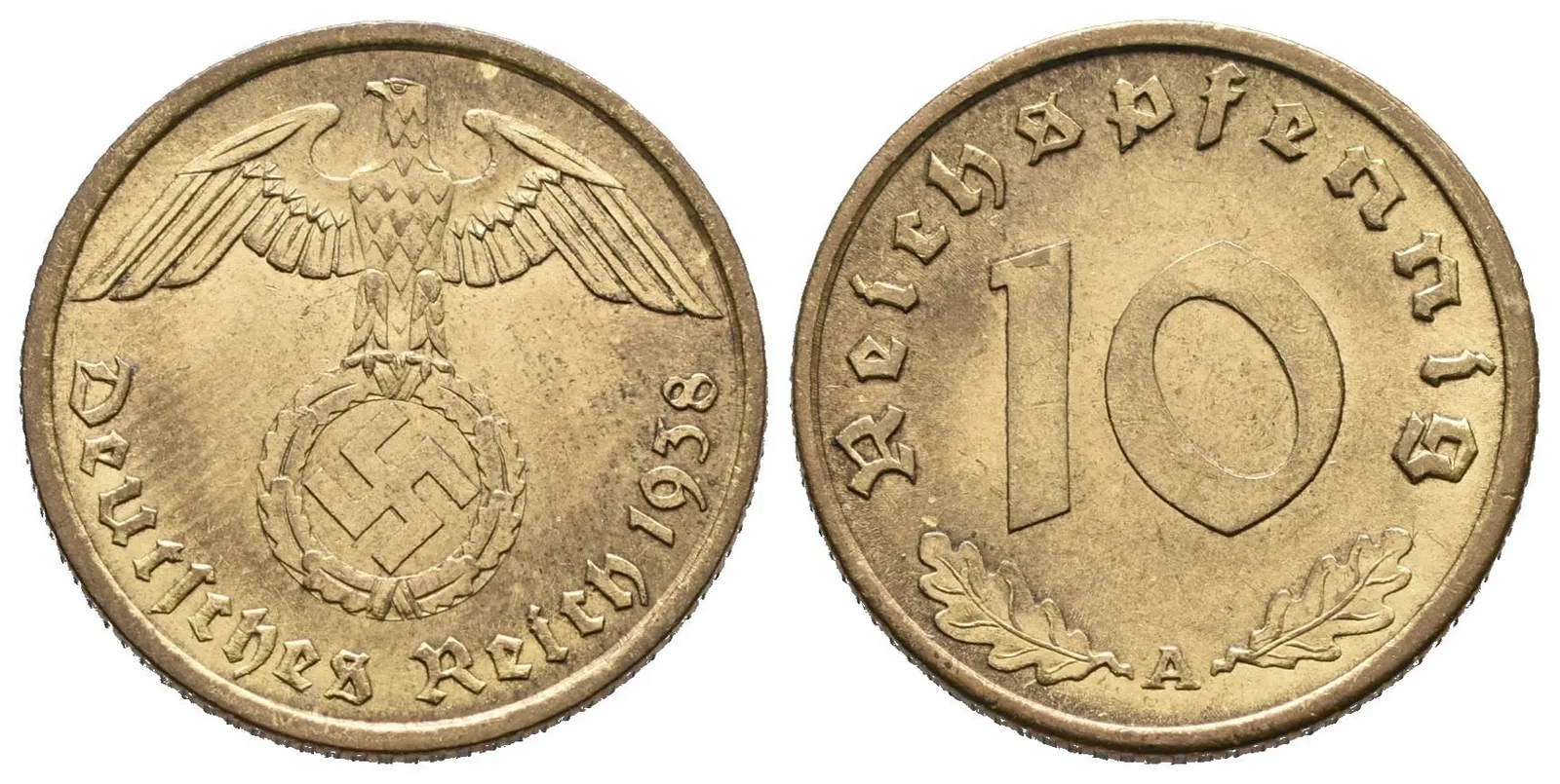 III. říše, 10 Pfennig 1938 A