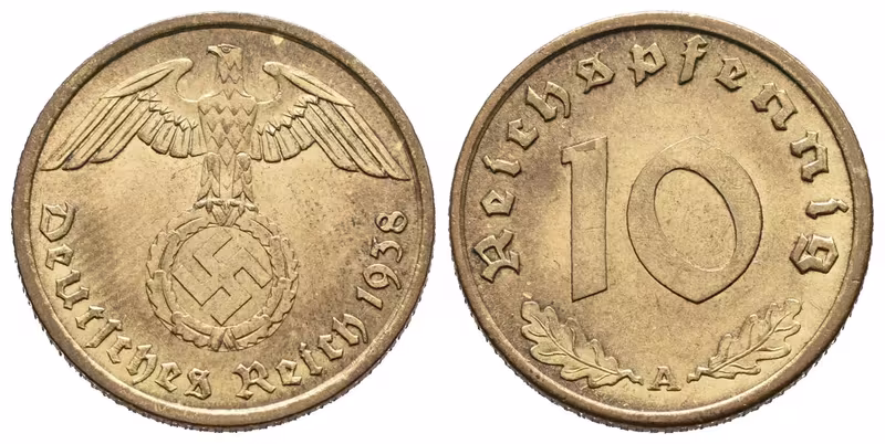 III. říše, 10 Pfennig 1938 A