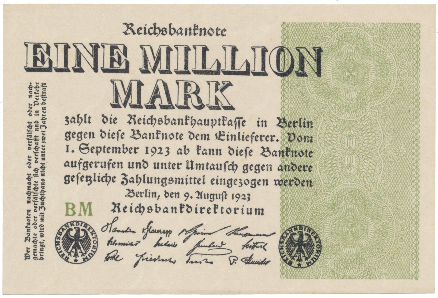 Německo, 1 Million Mark 1923, Ro.101d