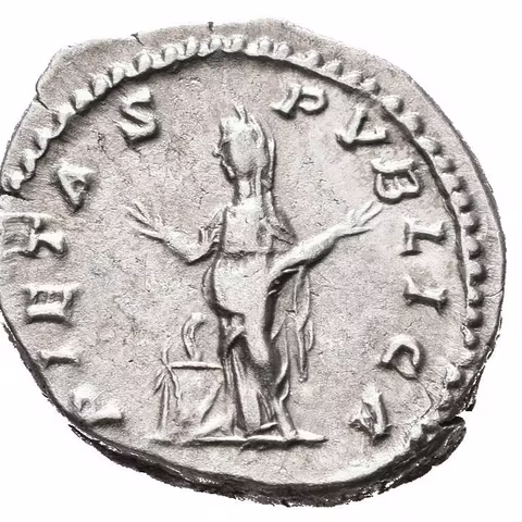 Denár, Laodicea ad Mare, 196 - 202, Rv: PIETAS PVBLICA, stojící Pietas