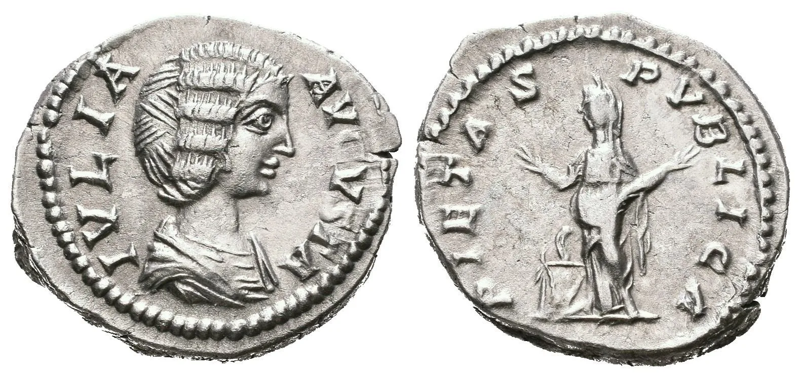 Denár, Laodicea ad Mare, 196 - 202, Rv: PIETAS PVBLICA, stojící Pietas — 1