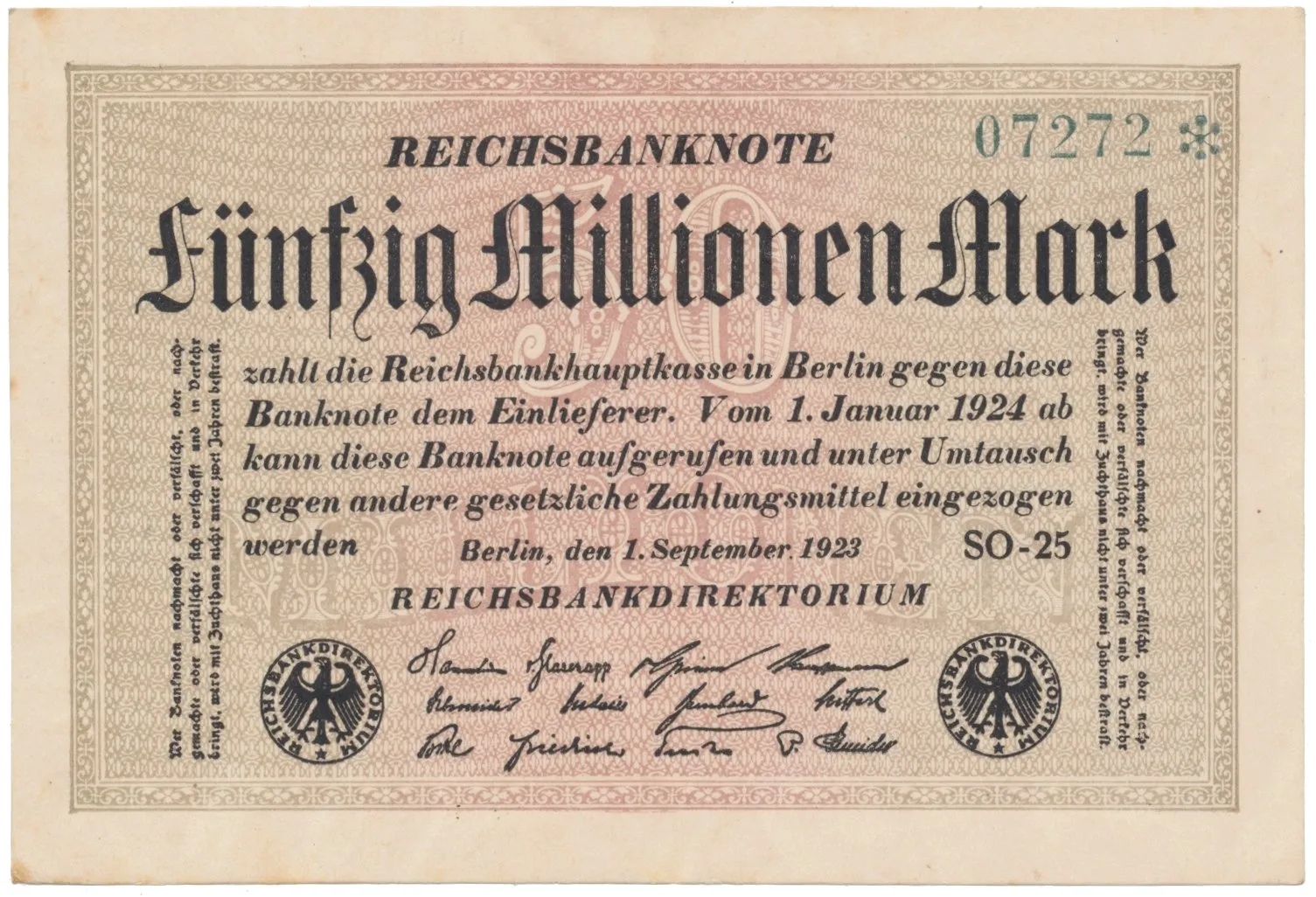 Německo, 50 Millionen Mark 1923, Ro.108d
