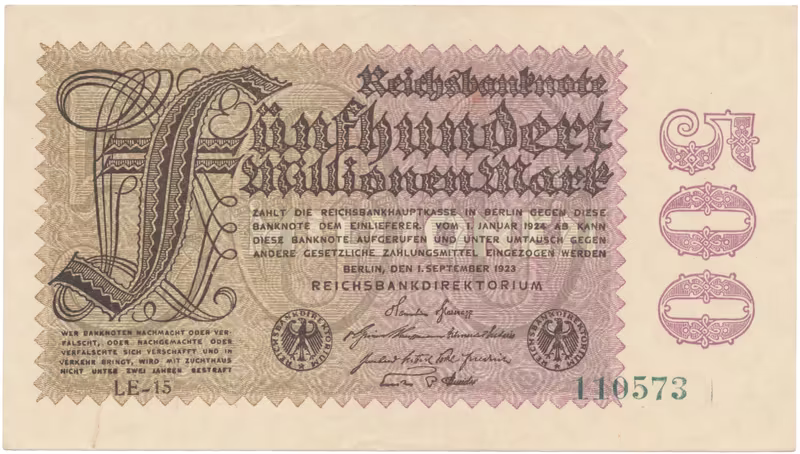 Německo, 500 Millionen Mark 1923, vodoznak Ringe, Ro.109f
