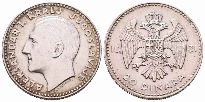 Jugoslávie, 20 Dinar 1931