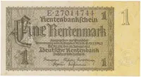 Německo, 1 Rentenmark 1937, hnědý 8-místný říšský číslovač, Hej.D11b
