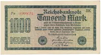 Německo, 1000 Mark 1922, vod. Mäander, červené 6-místné číslo, Ro.75g