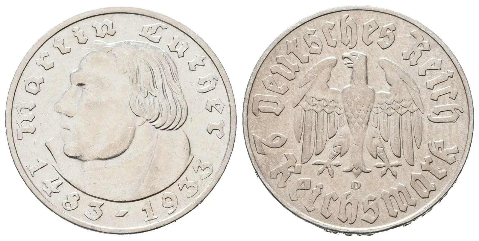 III. říše, 2 Marka 1933 D - Martin Luther