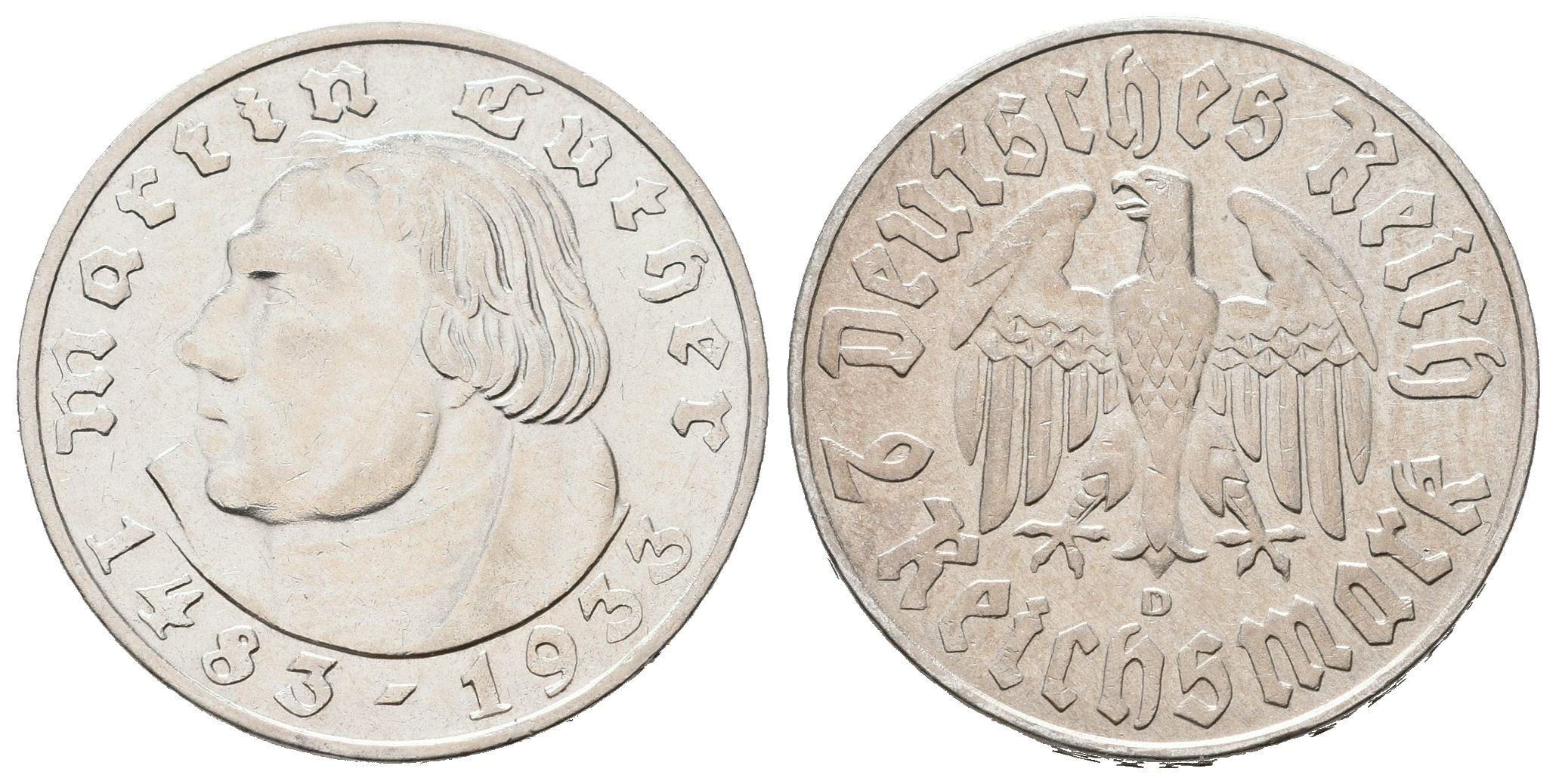 III. říše, 2 Marka 1933 D - Martin Luther