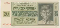 20 Koruna 1944, série A, SPECIMEN, Hej.40a.S1