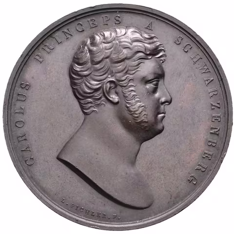 AE Medaile b.l. (L. Pichler) - Hlava zprava, opis / Stojící Mars s ratolestí. Br 46 mm,