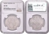 2 Zlatník 1870 A (raženo 168723 ks), certifikace NGC, hodnocení AU 58, — 2