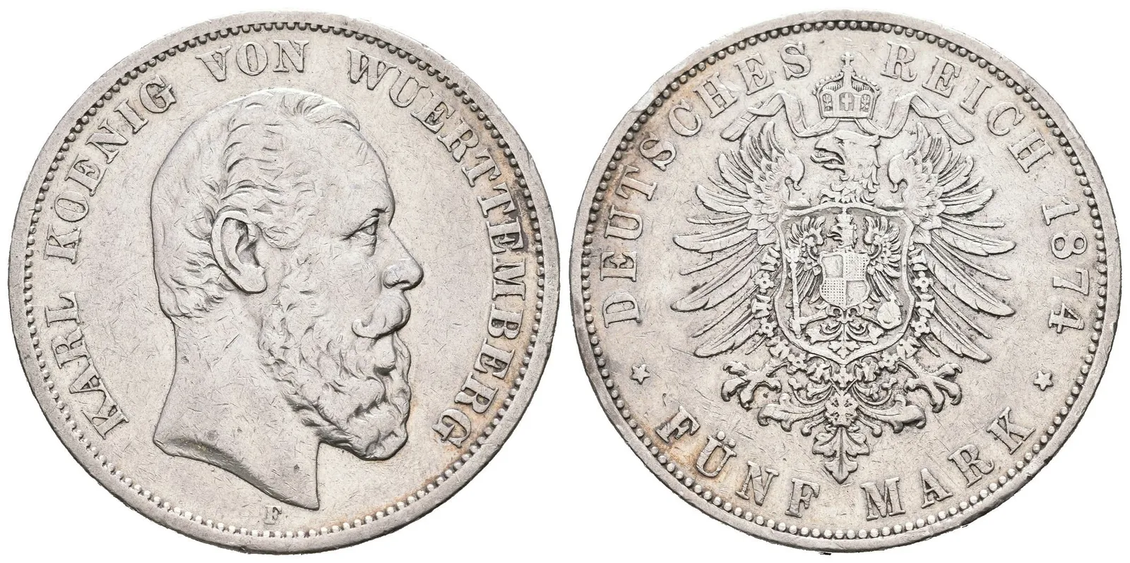 Württembersko, 5 Marka 1874 F