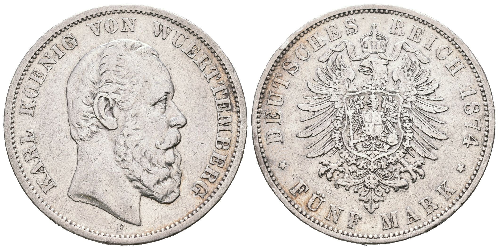 Württembersko, 5 Marka 1874 F
