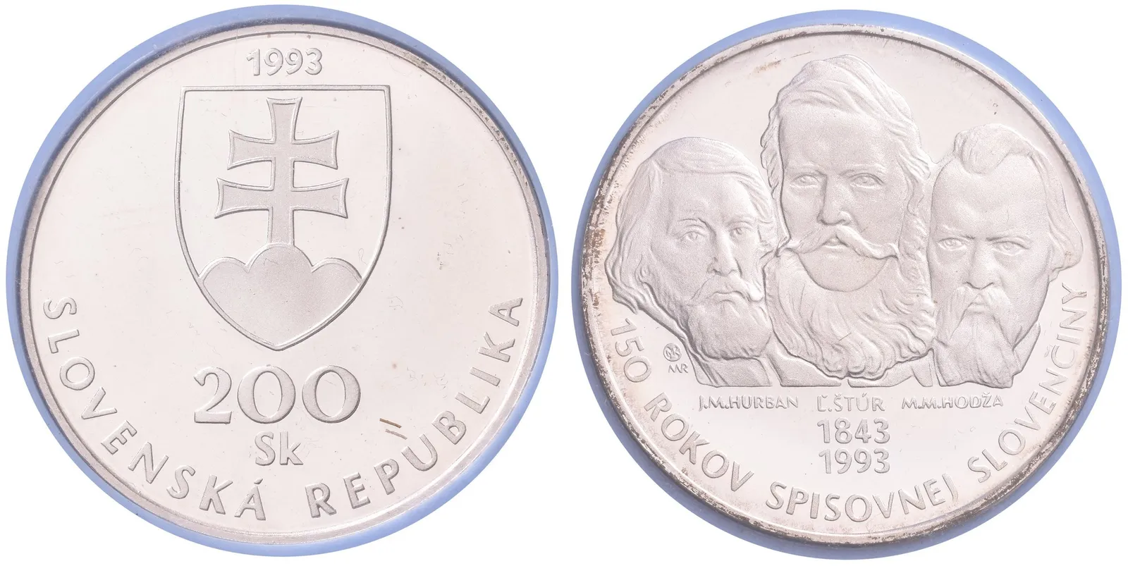 200 Sk 1993 - 150 let spisovné slovenštiny, Aurea.S12, pův. etue, — 1