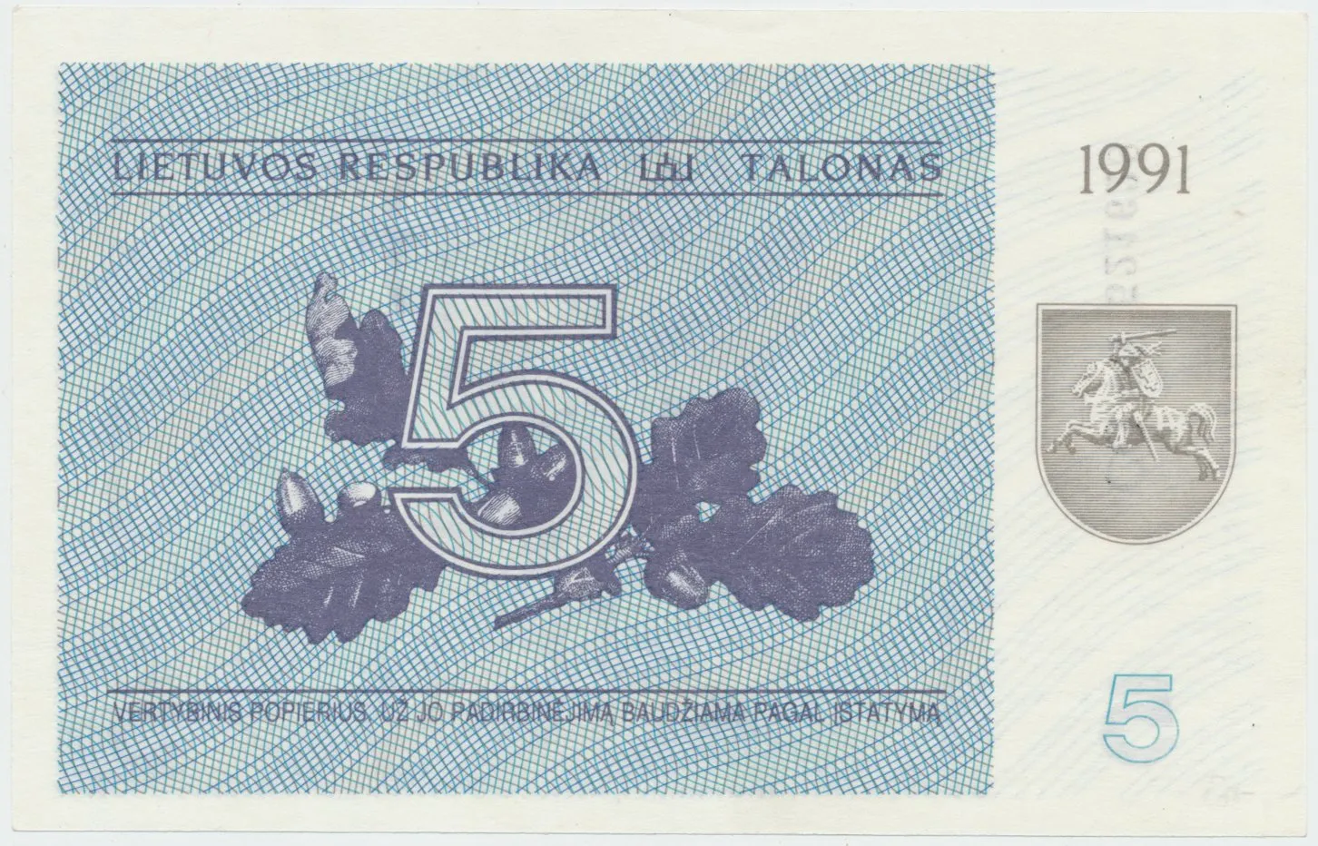 Litva, 5 Talonas 1991, P.34b