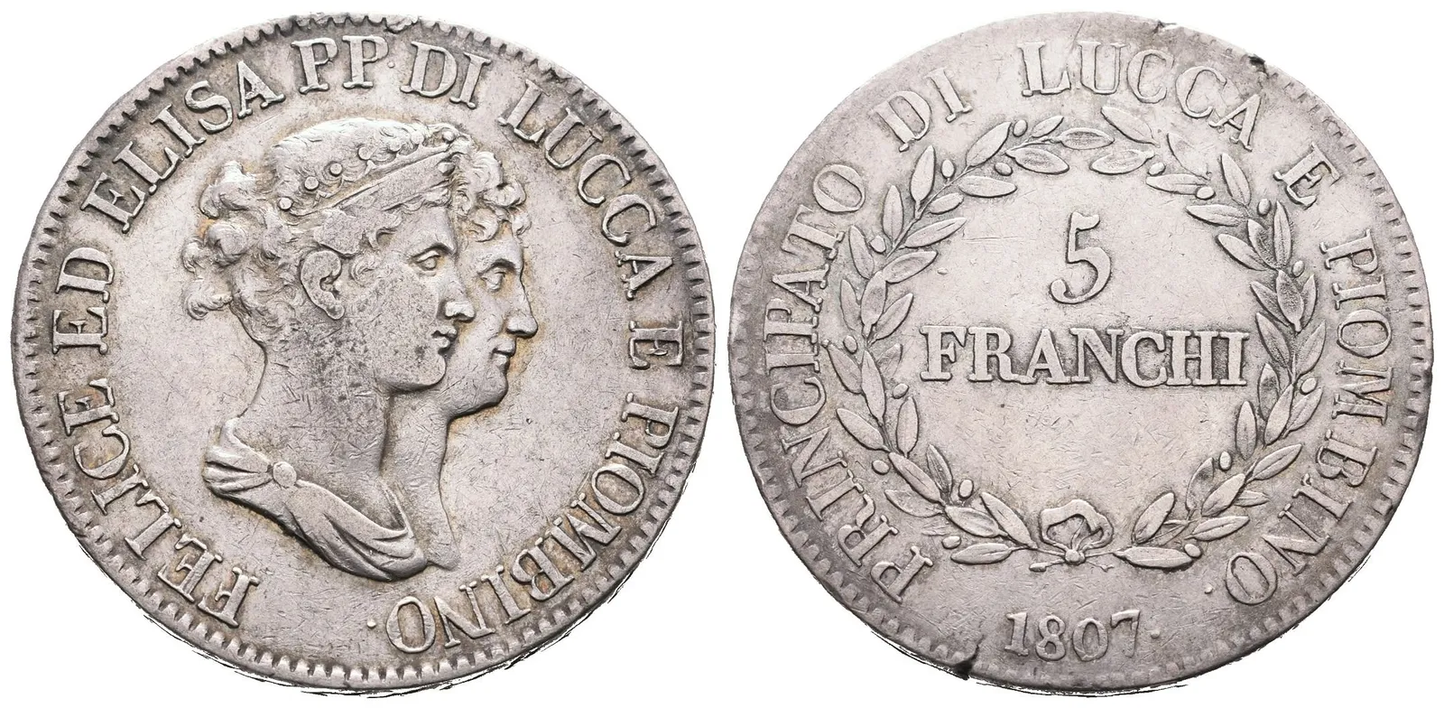 Itálie - Lucca, 5 Frank 1807