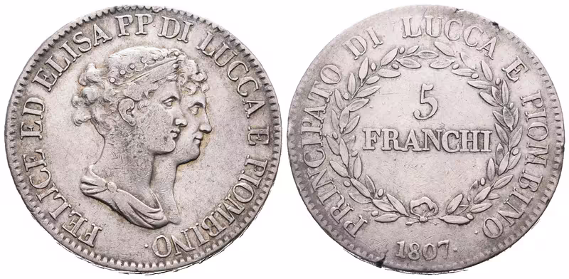 Itálie - Lucca, 5 Frank 1807