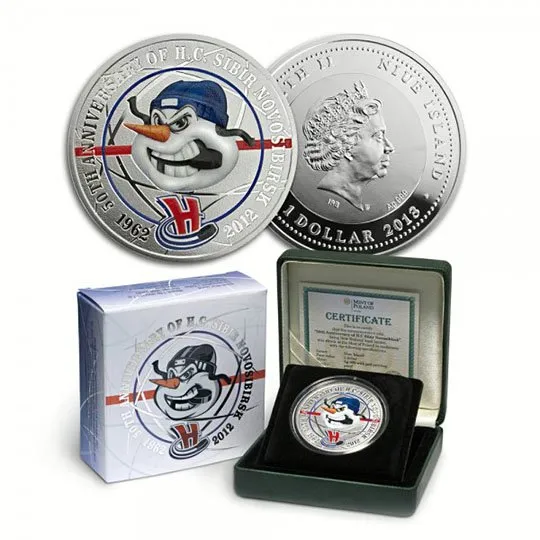 1 Dolar 2012 - 50. výročí hokejového klubu H.C. Sibir Novosibirsk, Ag 0,999, 38,61 mm