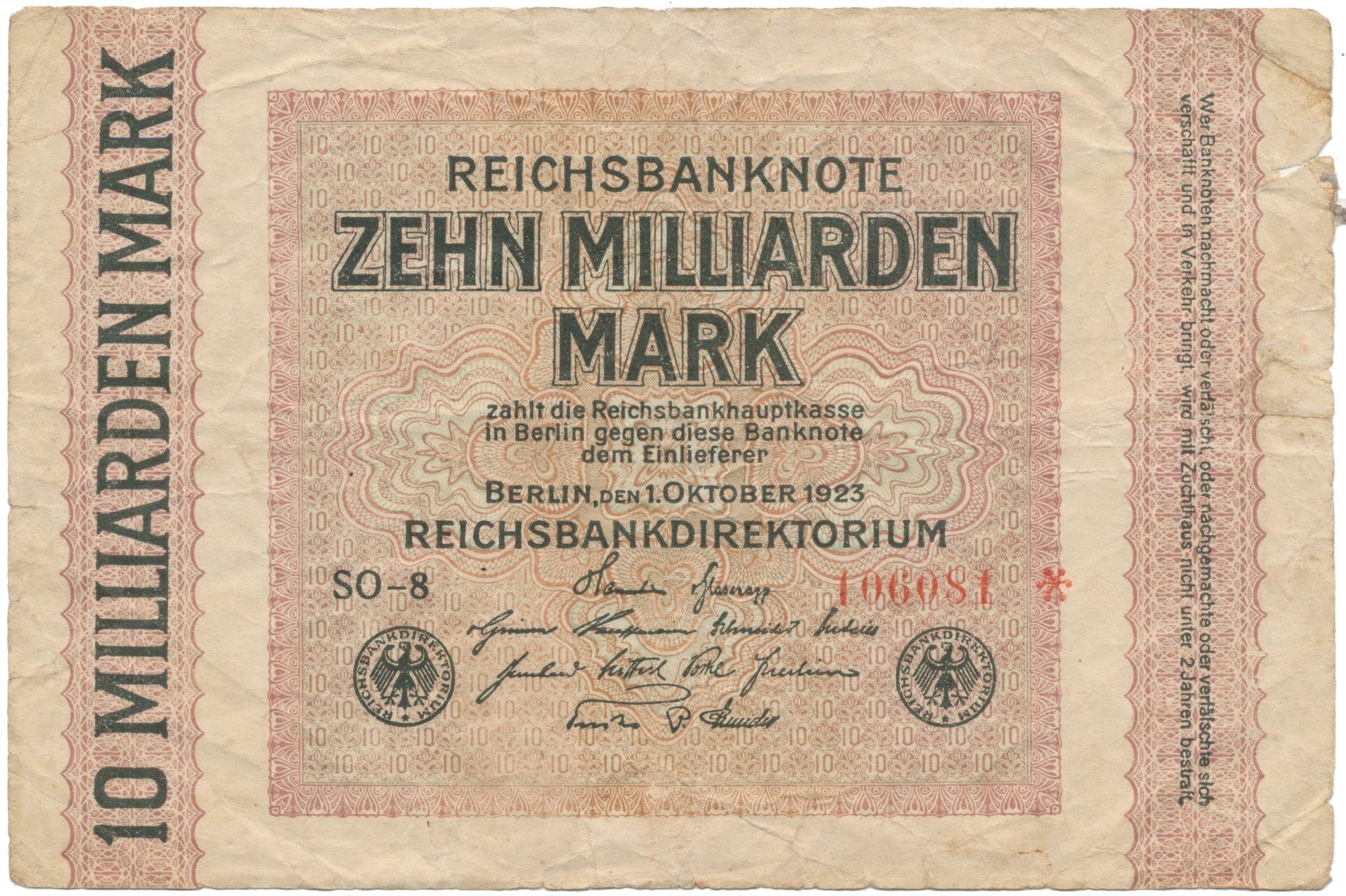 Německo, 10 Milliarden Mark 1923, Ro.114a